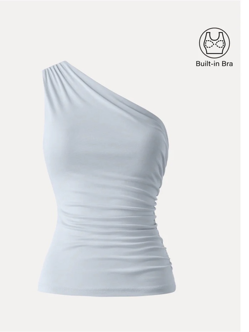 NWT OGL Sandwashed One Shoulder Ruched Bra Tank in smoke blue